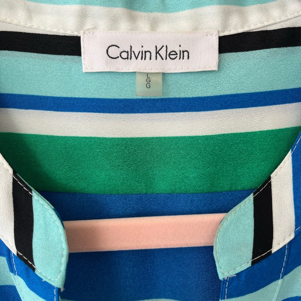 Calvin Klein Striped Blouse Size Large - Picture 5 of 6